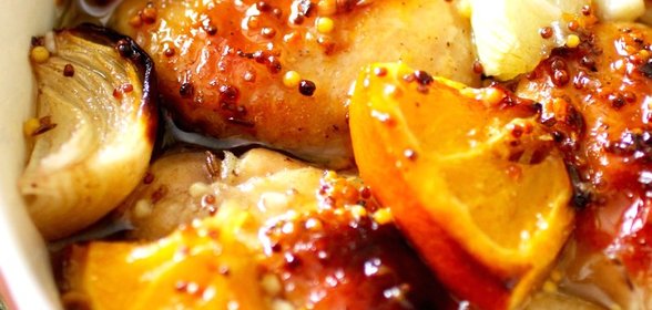 Курица в медово-горчичном маринаде с апельсинами