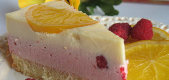 Торт с малиной и глазированными апельсинами. «Солнышко для Иришки»