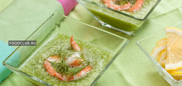Холодный суп из огурцов с креветками