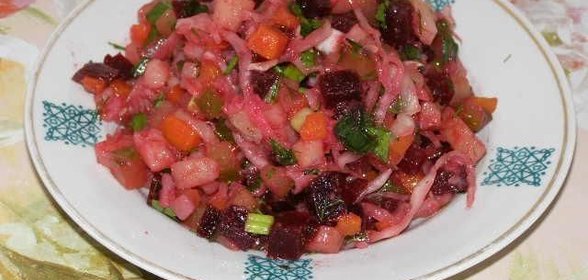Салат винегрет с квашеной капустой и свеклой