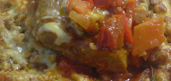 Шницель запечённый с овощами alla bolognese…