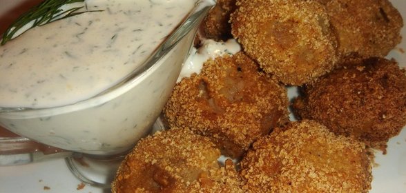 Закусочка из шампиньонов 2(в кляре с соусом)