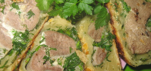 Фаршированый язык в тесте