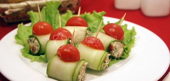 Рулетики из огурцов с начинкой