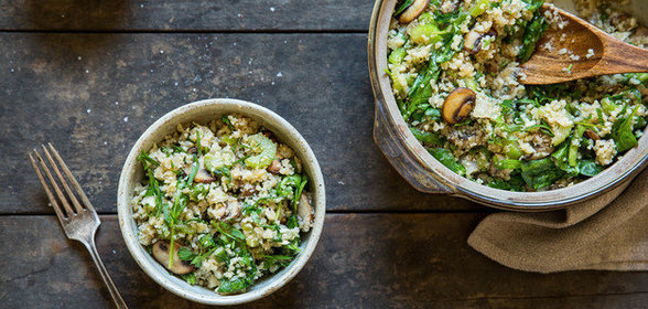 Цветная капуста с грибами и шпинатом