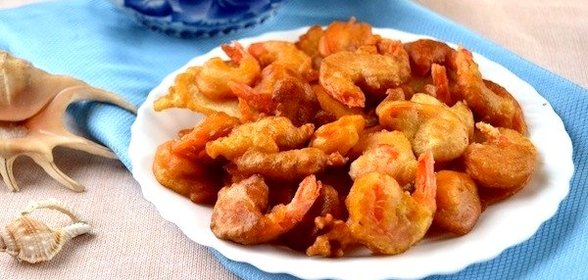 Хрустящие креветки в кляре