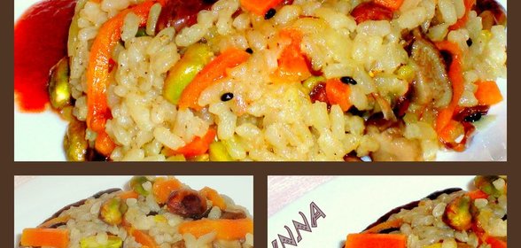 Рис с грибами и фисташками ( постный)