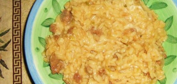 Ризотто с домашними колбасками и цуккини