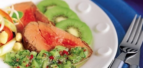 Свинина с киви и белым вином