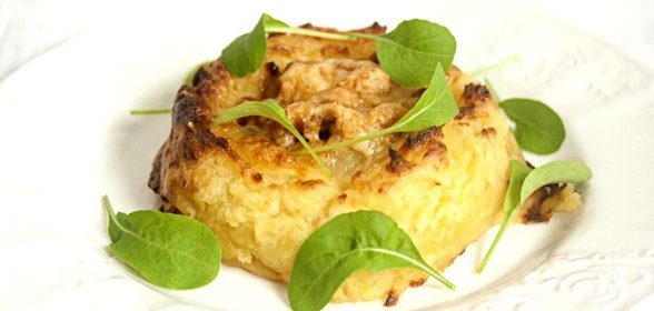 Картофельные гнезда с шампиньонами