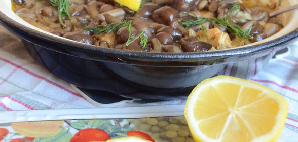 Рыбный тажин с грибами