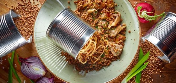 Гречневая каша с вешенками и белыми грибами