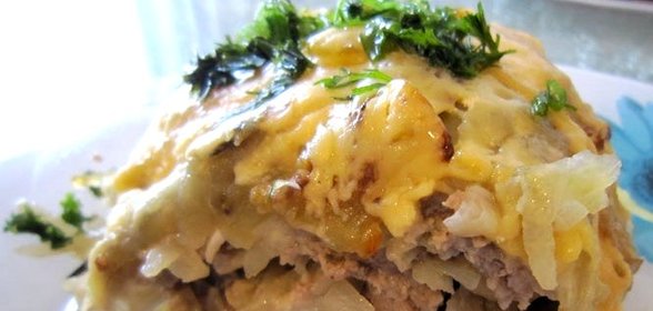 Грибы с фаршем и картошкой