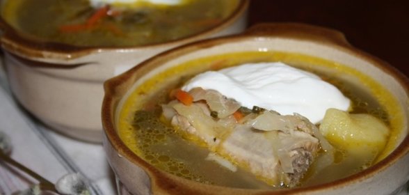 Щи с квашеной капустой и молодым щавлем