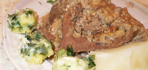 Печёночка фаршированная грибочками и гречкой