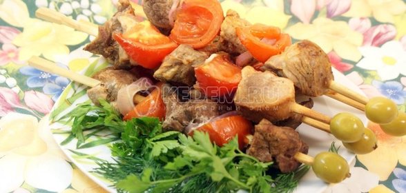 Шашлычки с помидорками в лимонном маринаде