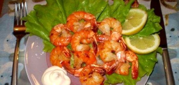 Креветки жаренные в вине и цитрусовом соке