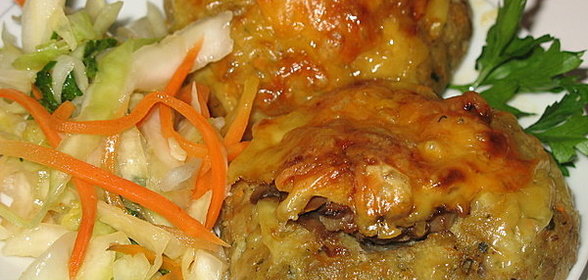 Котлетки-гнезда с шампиньонами (вариант)