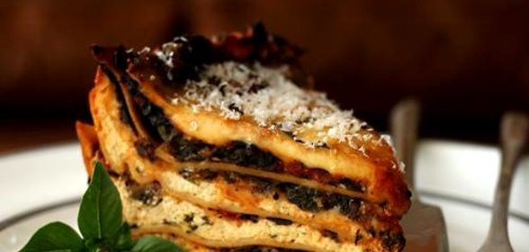 Лазанья с грибами и шпинатом