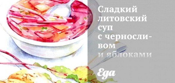 Сладкий литовский суп с черносливом и яблоками
