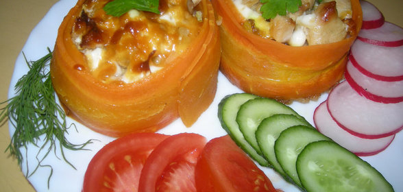Рулетики из моркови с рисом