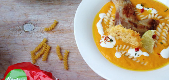 Тыквенный суп-пюре с Fusilli и кроликом