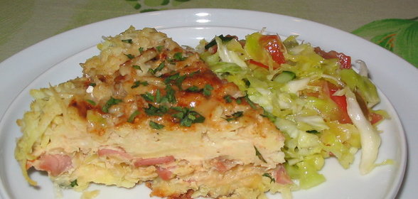 Картофельная запеканка с квашеной капустой