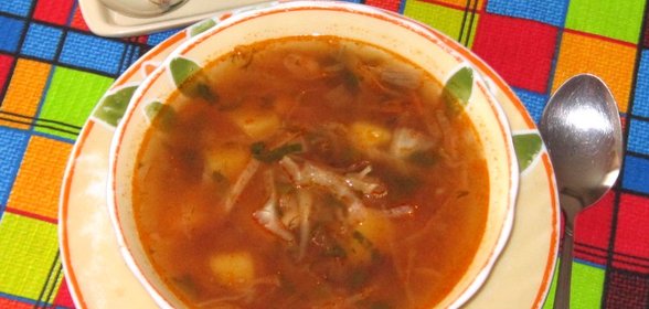 Постный борщ с квашеной свеклой и белой фасолью