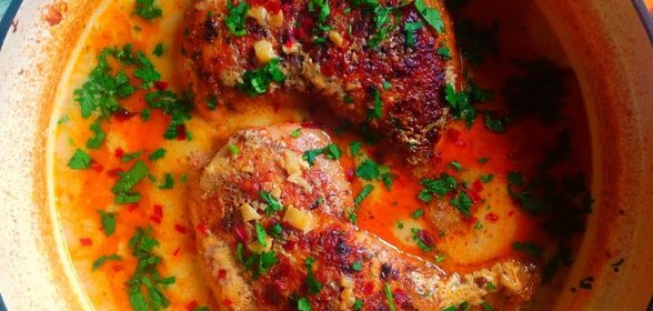 Чкмерули-чкари (очень быстро приготовленный цыпленок)