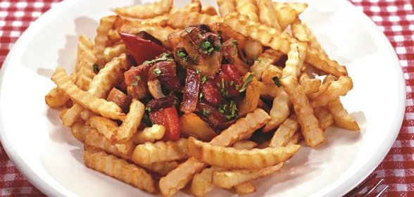 Постное жаркое с картофелем фри