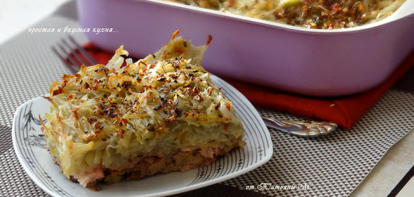 Куриная печень, запеченная с картофелем и беконом