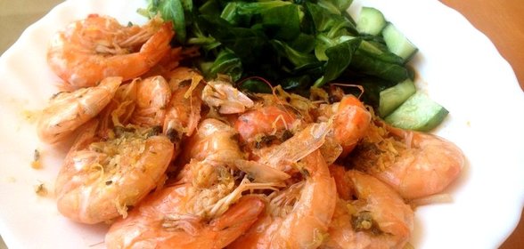 Лимонные креветки