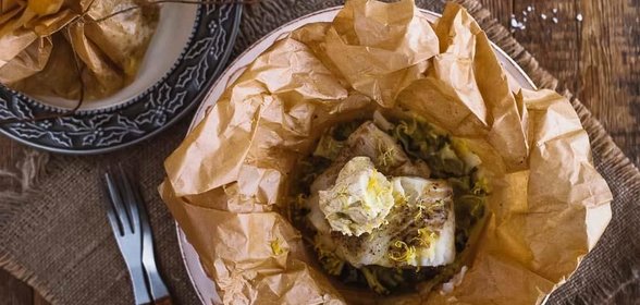 Палтус в мешочке с ванильным маслом
