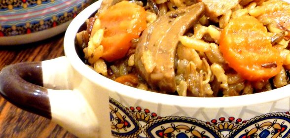 Рис Акватика Color mix с белыми грибами