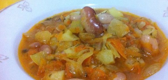Рассольник с квашеной капустой и фасолью