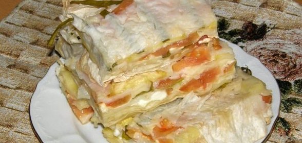 Слоеный пирог из лаваша