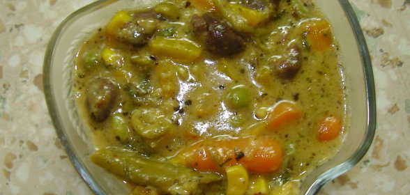 Печёнка с овощами по-домашнему