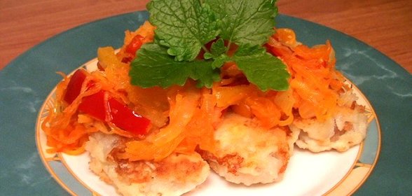 Жареная рыба с овощами