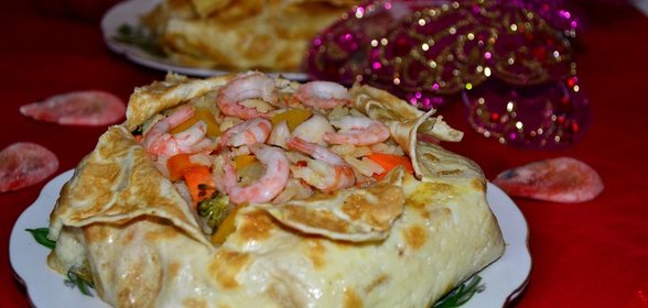 рис с овощами и морепродуктами