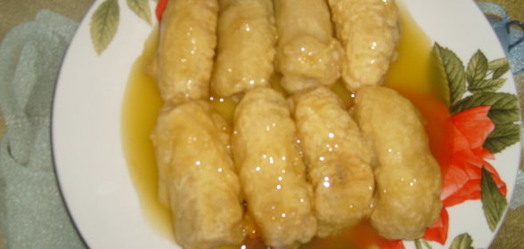 Бананы жареные в кляре с мандариновым соусом
