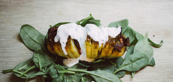 Печеная картошка с моцареллой