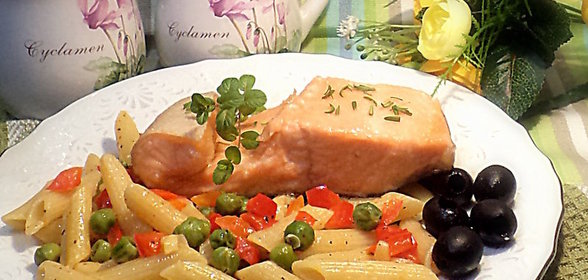 Форель и паста Пенне с овощами к праздничному столу!