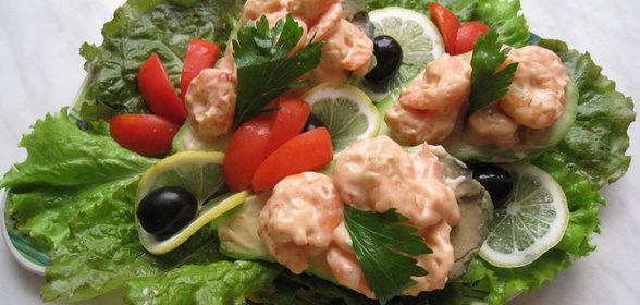 Авокадо с креветками