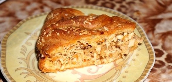 Пирог с мясом на бисквитном тесте