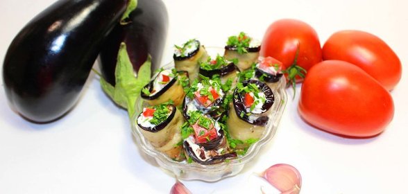 Закуска из баклажанов (чесночные рулеты)