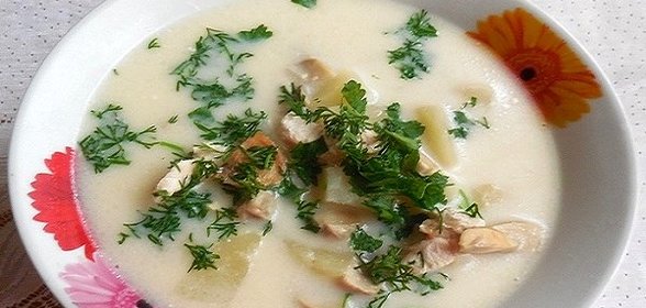 Грибной суп из шампиньонов с плавленым сыром