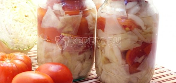 Помидоры на зиму с капустой и луком