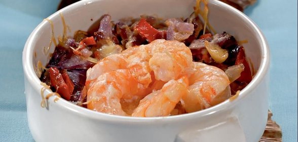 Сырный гратен с креветками