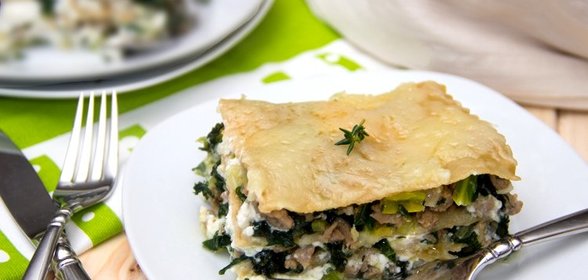 Лазанья с курицей и овощами