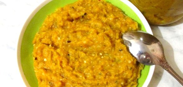 Баклажанная икра с крыжовником и яблоком